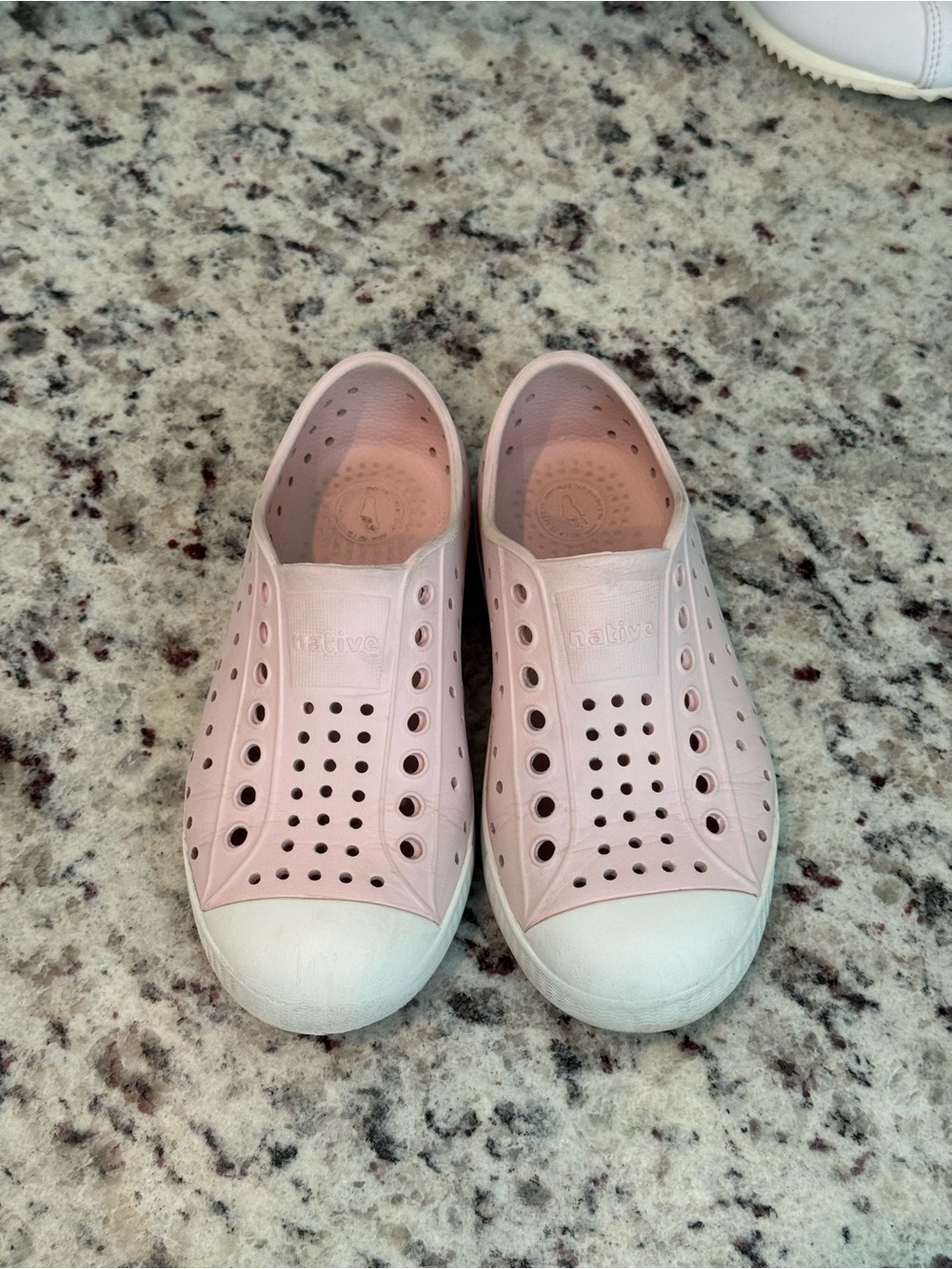 Native Slip-On Sneakers in Blush Pink and White